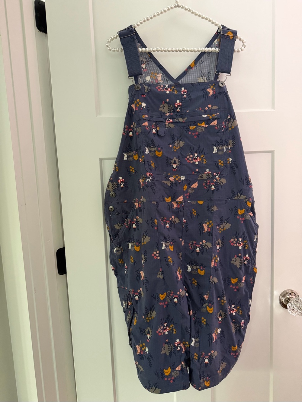 Duluth Trading Co Navy Floral Overalls short
